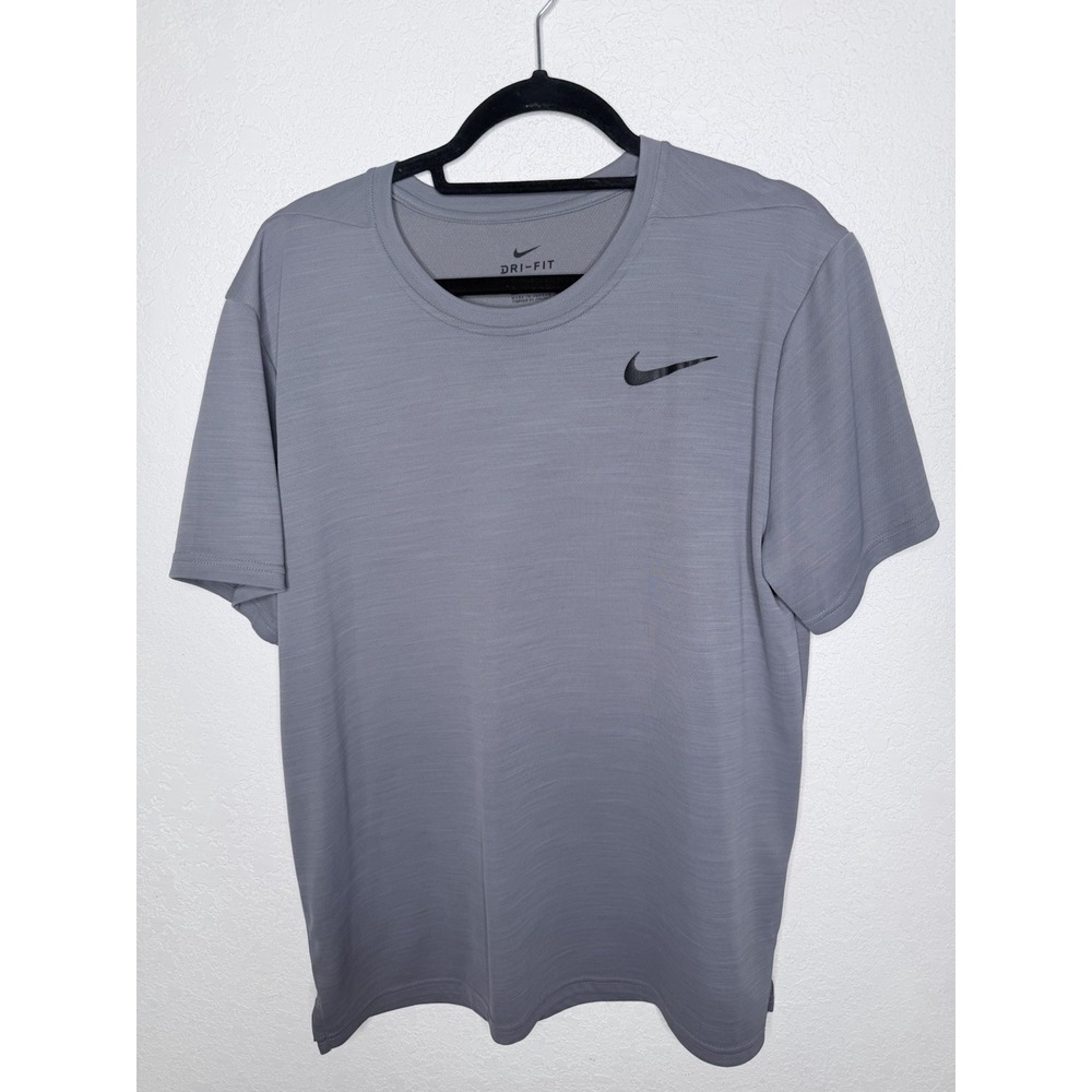 Nike‎ Dri-FIT Short Sleeve Golf Shirt Mens L Gray Pullover Logo Active Sports
